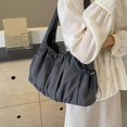thumbnail image 4 of Women Korean Fashion Pleated Shoulder Bag Multiple Pocket Fashionable Solid Color Large Capacity Nylon Underarm Handbag Yellow, 4 of 4