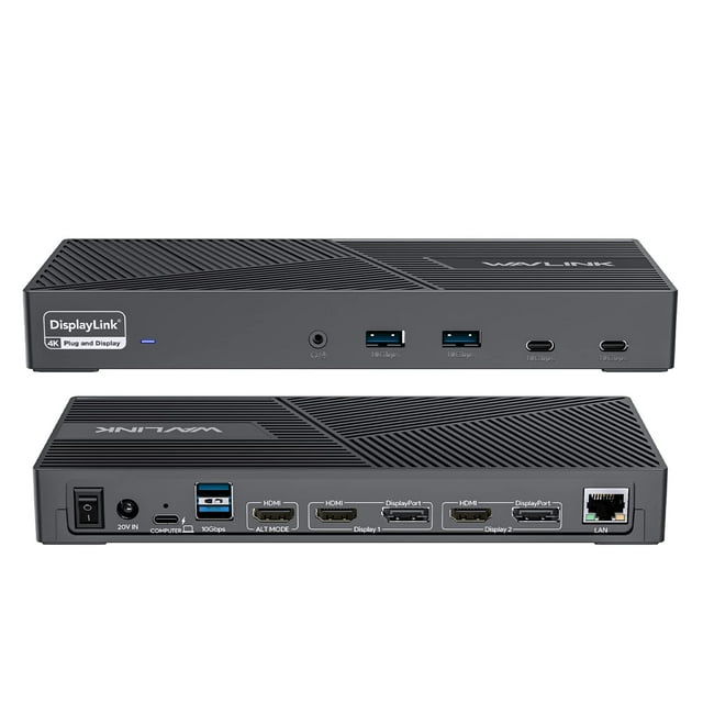 Estación de acoplamiento WAVLINK DisplayLink para triple monitor 4K 60 Hz