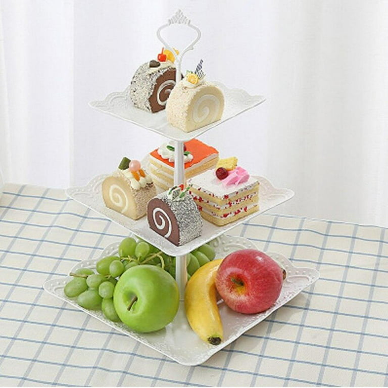 Cake Decoration Cake Tray Three-tiered Three-tiered Tray Tray Dessert Promotion! Dessert Tea Afternoon Dried Tray table Fruit European-style Stand Fruit