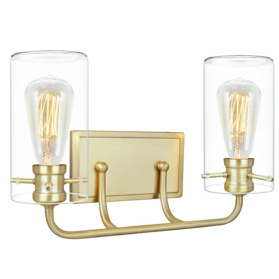 Aspen Creative 62235-2, Two-Light Metal Bathroom Vanity Wall Light Fixture, 16" Wide, Transitional Design in Antique Brass