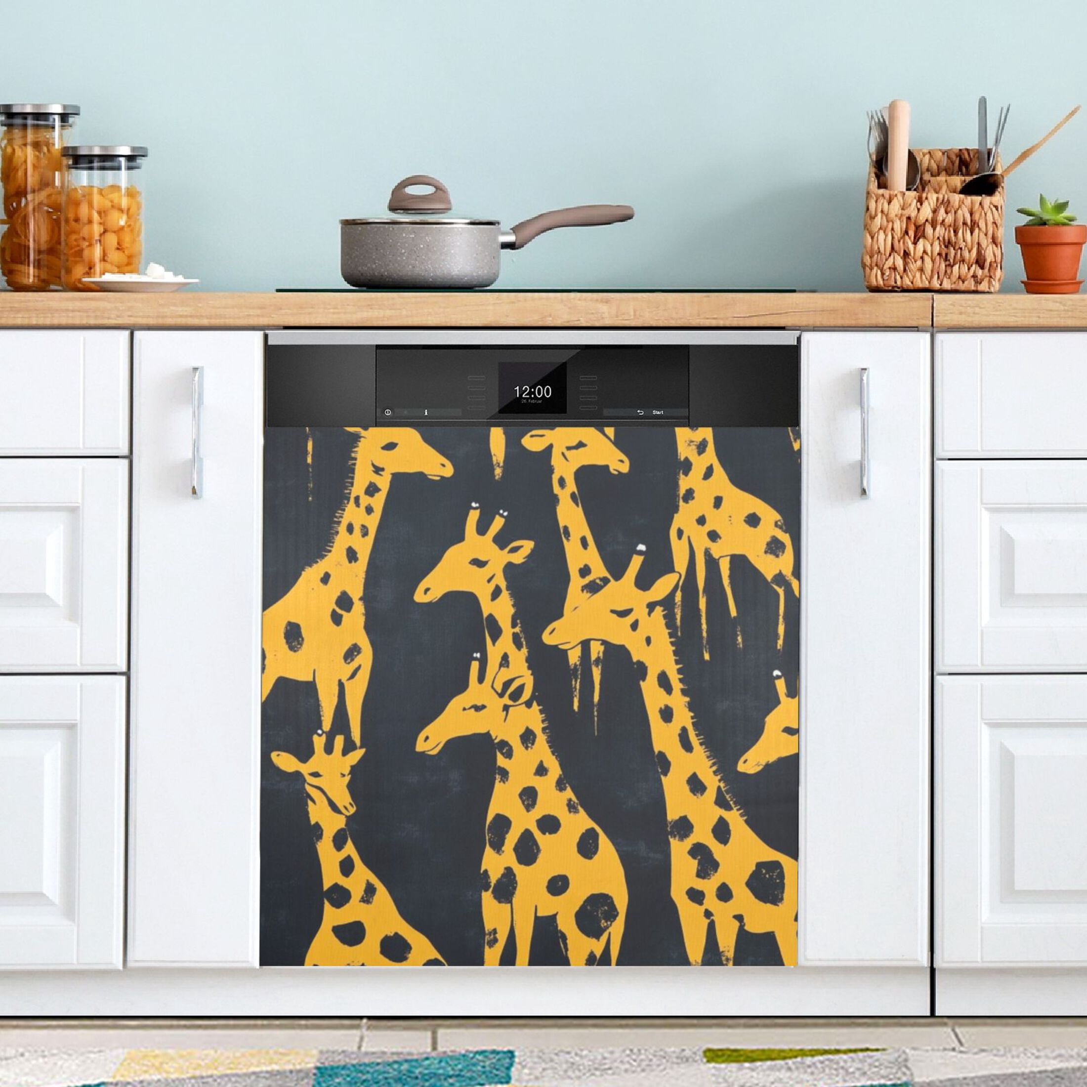 Dishwasher Magnetic Sticker 23x26 Inch Refrigerator Magnetic Sticker Washing Machine Magnetic Sticker Kitchen Panel Magnetic Sticker Home Decor Cute Yellow Giraffe
