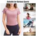 thumbnail image 2 of TFixol Camiseta deportiva para mujer, cuello redondo, manga corta, elástica, transpirable, absorbe la humedad, 2 of 8