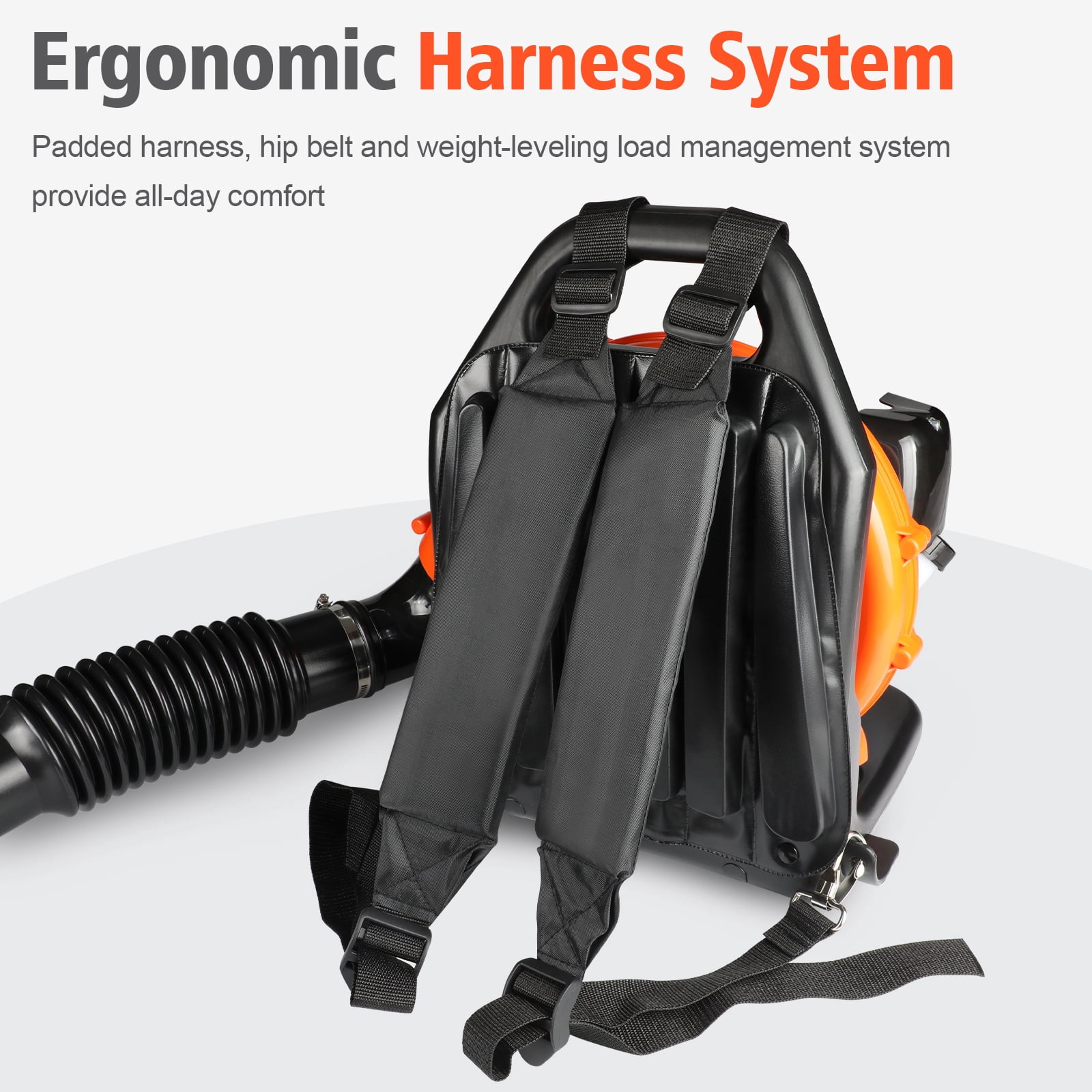 Backpack Gas Leaf Blower 43CC, 665CFM 2800 RPM 2 Stroke Grass Lawn Blower Air Cooling Gasoline Backpack Grass Blower with Air-Cooled, Snow Blower for Outdoor