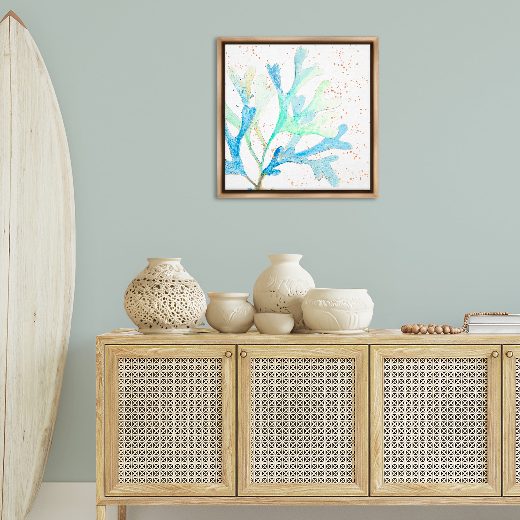 Stupell Industries Speckled Modern Coral Coastal Painting Brown Floater Framed Canvas Art Print Wall Art, 25 x 25