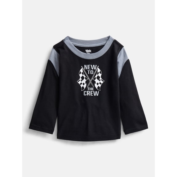 Wonder Nation Baby Boys Contrast Tee with Long Sleeves, Sizes 0-24M