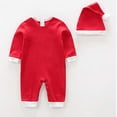 thumbnail image 5 of Odeerbi Toddler Boys Girls Clothes Christmas Santa Claus Rompers with Christmas Hat Cotton Jumpsuits Winter Baby Long Sleeve Bodysuit Newborn Christmas Crawling Clothes Onesie Red, 5 of 9
