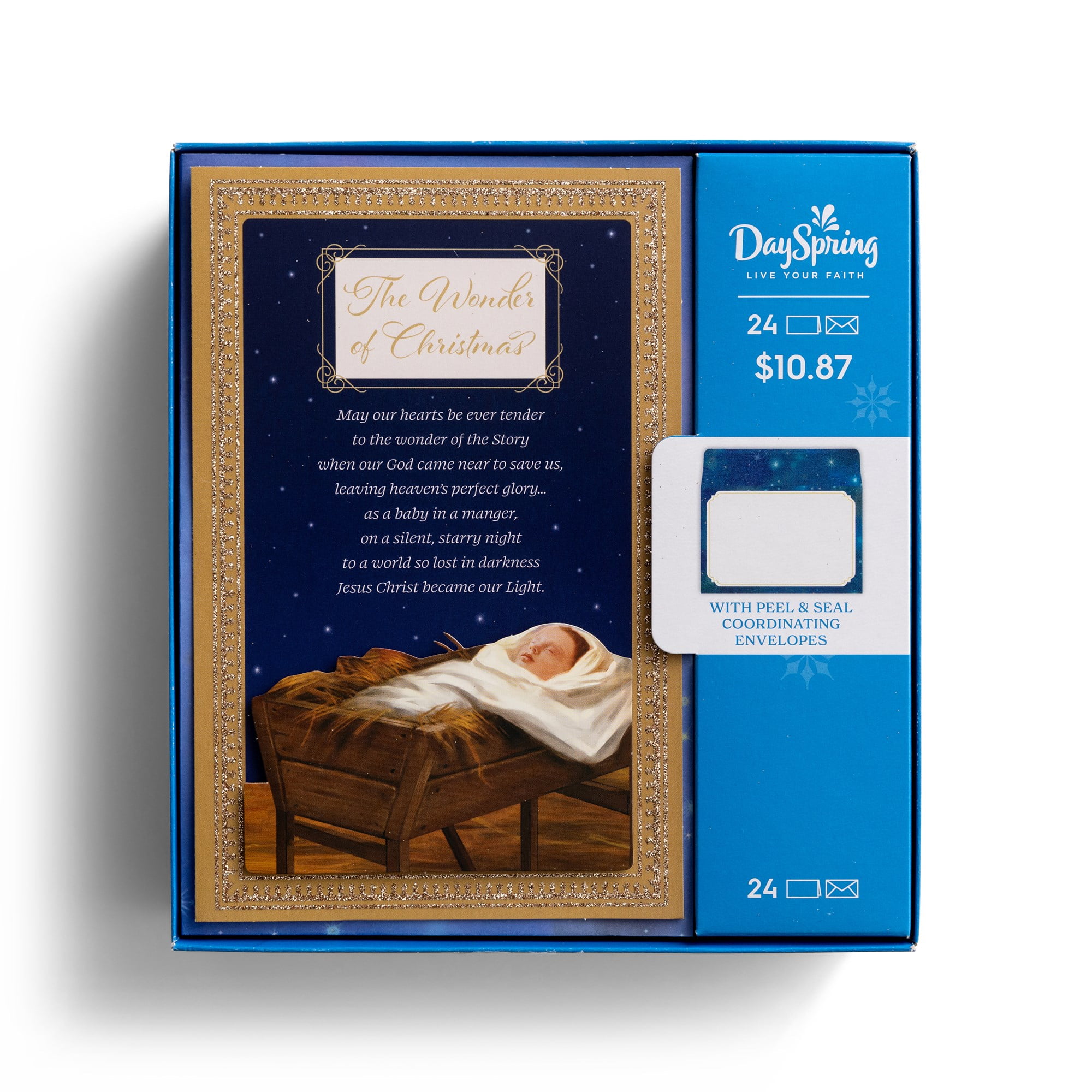 DaySpring 24 Inspirational Christmas Boxed Cards, Jesus in manger, The Wonder of Christmas