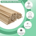 thumbnail image 4 of Wood Square Dowel Rods, 1/8 X 12 Inch Unfinished Wooden Rod, Hardwood Sticks 50 Pack, 4 of 7
