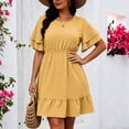 thumbnail image 2 of QQZ Womens Plus Size Summer Casual Midi Dress Short Ruffle Sleeve Tiered Empire Waist T-Shirt Dress, 2 of 7