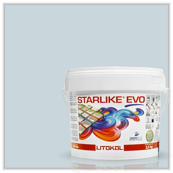 Starlike EVO Glamour Collection Epoxy Tile Grout - Azzurro Pastello FETI1003, 2.5 kg/5.5 lbs Indoor/Outdoor Tile Adhesive and Two-Part Epoxy Grout for Shower, Pool, Bathroom, or Kitchen Wall or Floor