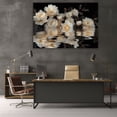 thumbnail image 5 of Mudket White Peony Flowers with Gold Accents Canvas Wall Art, Framed Floral Print, Ready to Hang Wall Decor for Living Room, Luxury Black Background Artwork - 12"L x 8"W, 5 of 10