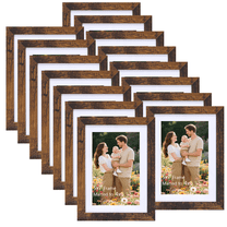 15 Pack 5x7 Picture Frames Matted to 4x6 Photos, Gallery Wall Picture Frame, Brown