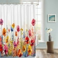 thumbnail image 3 of Fabric Shower Curtain, Red Pink and Yellow Poppy Oil Painting Floral Shower Curtains with 12 Hooks Waterproof Machine Washable Bath Curtains for Bathroom,54 x 78in, 3 of 6