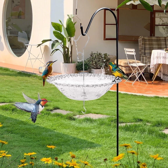 2-in-1 Hanging Bird Bath, Windproof Feeder Accessory, Weather-Resistant Outdoor Decor for Yard Garden Patio Bird Feeding and Stylish Decoration