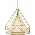 thumbnail image 1 of STOEX Lámpara de araña industrial Suspensión 25 cm, lámpara de techo pantalla Jaula diamante cordón ajustable (oro), 1 of 5