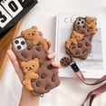 thumbnail image 6 of Phone Case for iPhone 14 Case Cute iPhone Case with Strap Lanyard Keychain Kawaii Phone Cases Funny Soft Silicone Shockproof Protective Cover iPhone 14 Case for Women Girls (Bear Cookie Khaki), 6 of 11