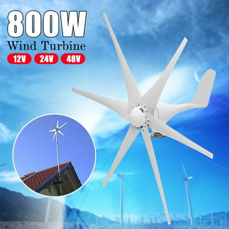 - Wind Generator Max 800W Wind Turbine Generator DC 12/24V 6 Blades Wind Turbine Generator Green Energy