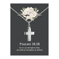 Anavia Cross Cremation Jewelry Stainless Steel Keepsake Memorial Urn Necklace for Human with"Psalms 18:28" Comfort Card-[Silver]