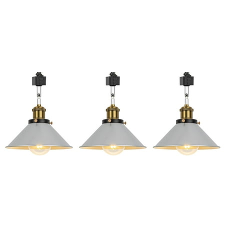 

KAYYELAMP Set of Three Adjusted Angle Rotated Degree H-Type Metal Track Lamp E26 Copper Base Silver Shade Classic Design for Kitchen Bar Sink Counter(No Bulb Track)