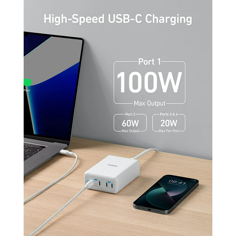 Anker 120W USB C Charger4-Port Fast Charging Station, PowerPort