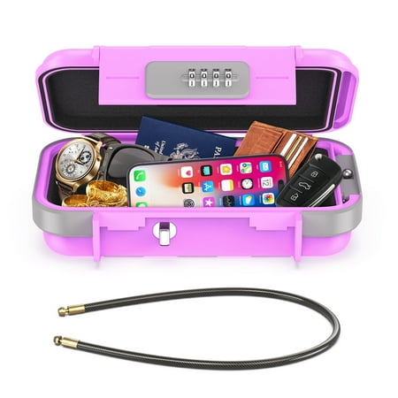 Portable Safe Box AMIR Combination Safe Box for Money Security Case Waterproof Anti-Theft Mini Safe Box for Travel Jewelry Business Trip Home Office Pink