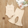 thumbnail image 2 of Fesfesfes Toddler Kids Baby Girls Solid Ribbed Suspender Vest Flared Pants Outfits Set, 2 of 9
