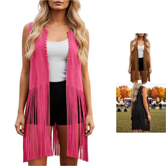 Gunia Womens Red Tank Top Long Vest With Fringe Shawl Wrap Asymmetrical Hem Sleeveless Open Front Cardigan Coat Lightweight Layering Tank Tops Women Camisole