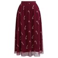 thumbnail image 2 of CHICWISH Women Christmas Shimmer Candy Cane Print Mesh Tulle Midi Skirt Cute High Waist A-Line Casual Holiday Skirts Burgundy, 2 of 10