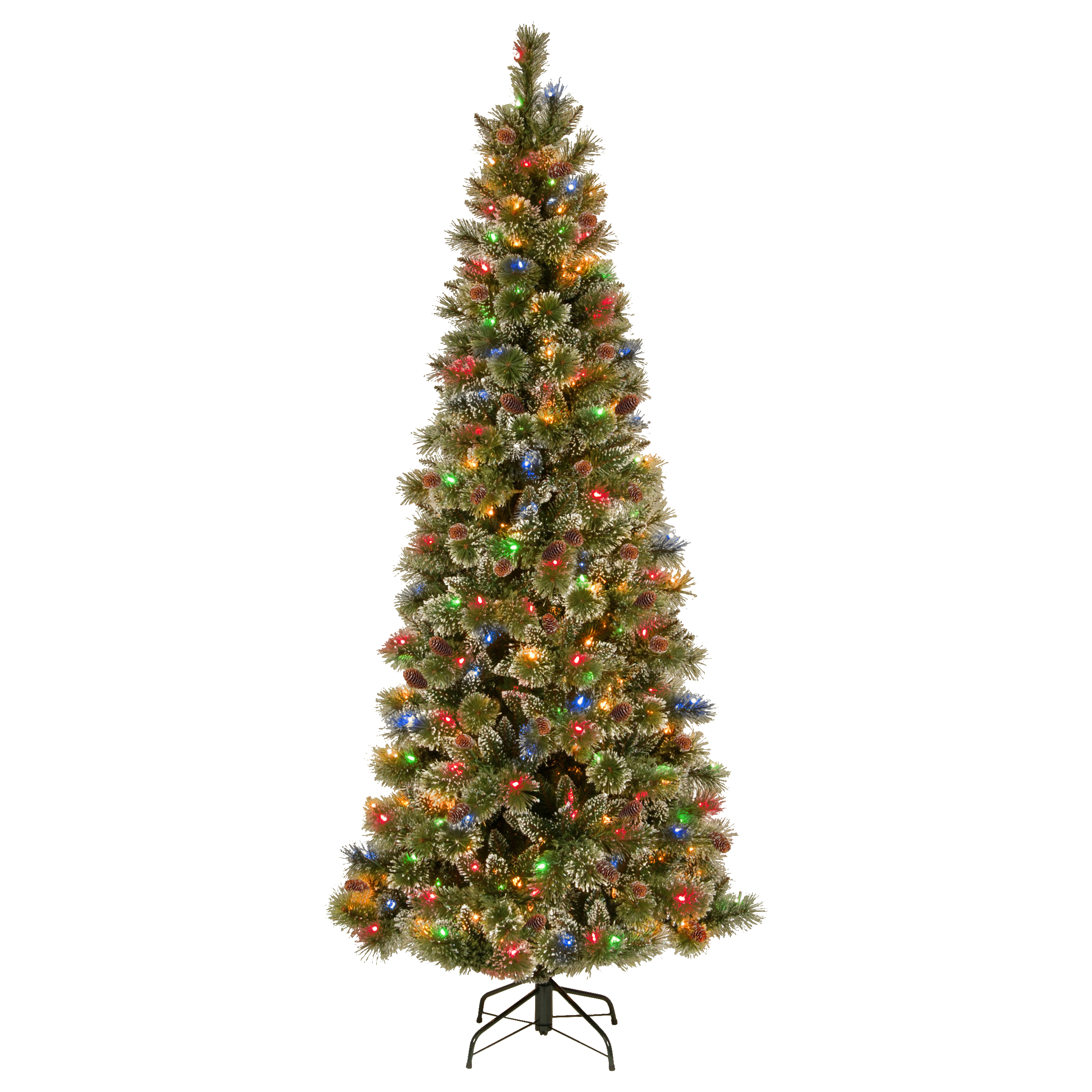 7 ft. PowerConnect(TM) Glittering Pine Pencil Slim Tree with Multicolor