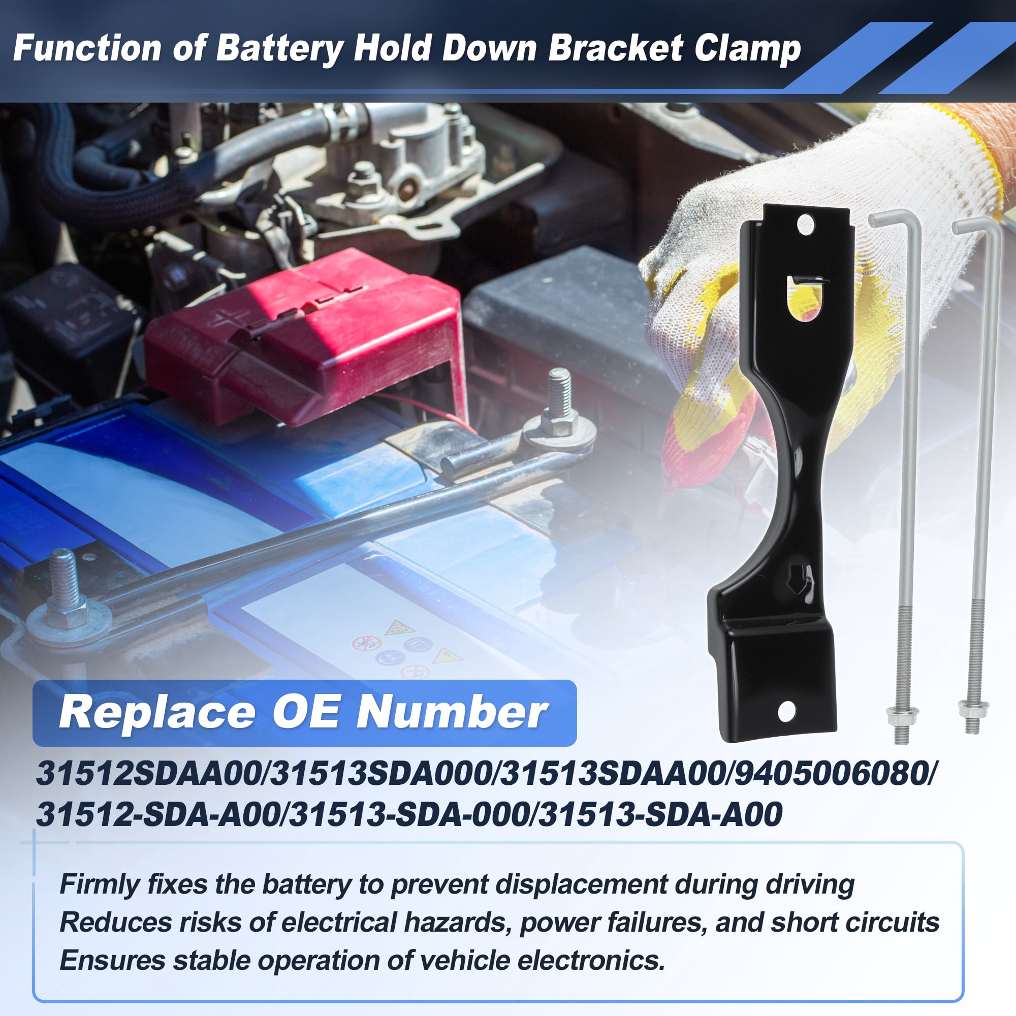 Unique Bargains Battery Hold Down Clamp Kit for Honda Accord 2003 2004 2005 2006 2007
