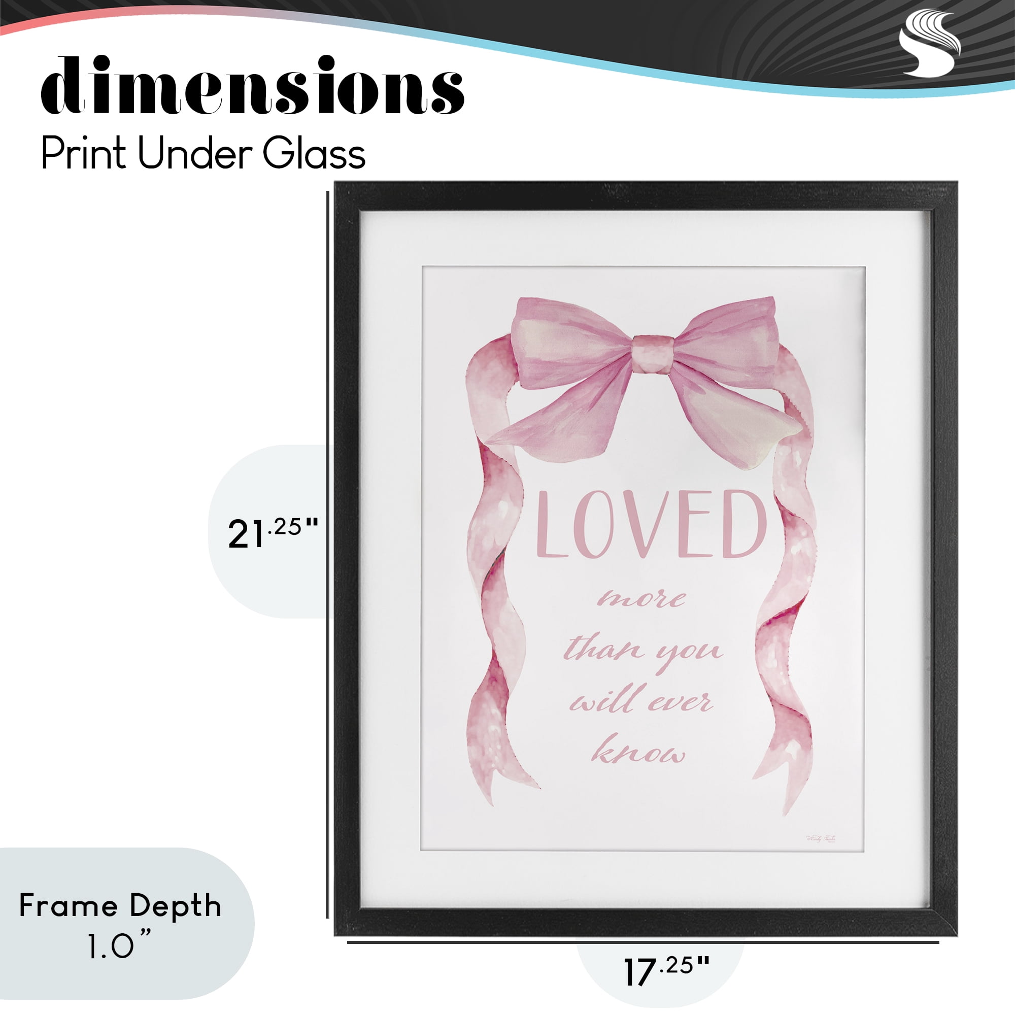 Stupell Industries Loved More Sentiment Pink Ribbon Black Framed Print Under Glass, design by Cindy Jacobs