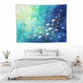 thumbnail image 2 of Dreamy Watercolor Wildflower Tapestry, Gradient Blue Background with Bubbles Wall Hanging, Aesthetic Whimsical Floral Art Tapestry for Bedroom Living Room Dorm, 60x40in, 2 of 7