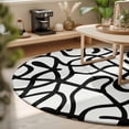 thumbnail image 3 of Round Rugs 6Ft, Abstract Black Round Area Rug Washable Indoor Throw Carpet, Bold Lines Modern Vines Swirls Graphic Soft Non Slip Circle Rug for Office Cabinet Home Decor Aesthetic, 3 of 8