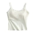 thumbnail image 2 of Fanxing Crop Tank Top for Women Basic Solid Spaghetti Strap Camisole Cotton Sleeveless Bralette White,M, 2 of 6