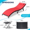 thumbnail image 5 of Homall 3 Pieces Patio Chaise Lounge Chair Sets Outdoor Beach Pool PE Rattan Reclining Chair with Folding Table and Cushion, Red, 5 of 7