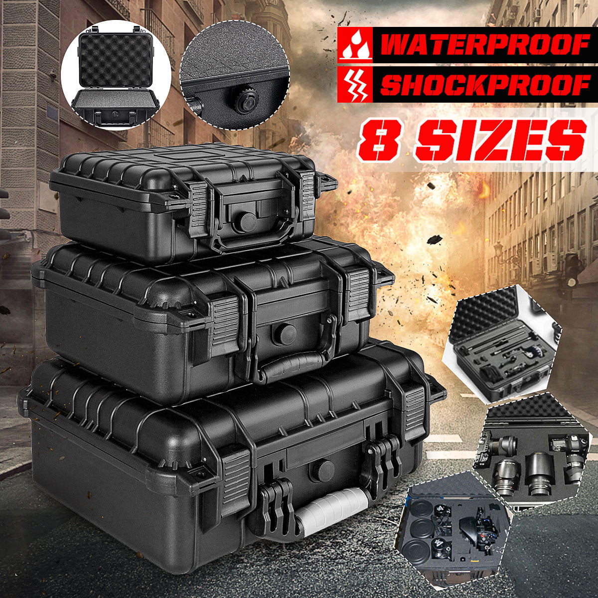 Details about   Outdoor Waterproof Dry Box Portable Shockproof Sealed Safety Case Plastic Box 