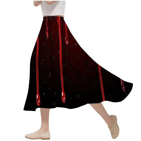 Skirts for Women,Womens Skirts for Summer,Womens Casual Flowers Printed A-Line Elastic Waist Skirt,Skirt for Women,Womens Skirts Summer
