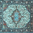 thumbnail image 1 of Ahgly Company Indoor Square Medallion Light Blue Traditional Area Rugs, 7' Square, 1 of 4