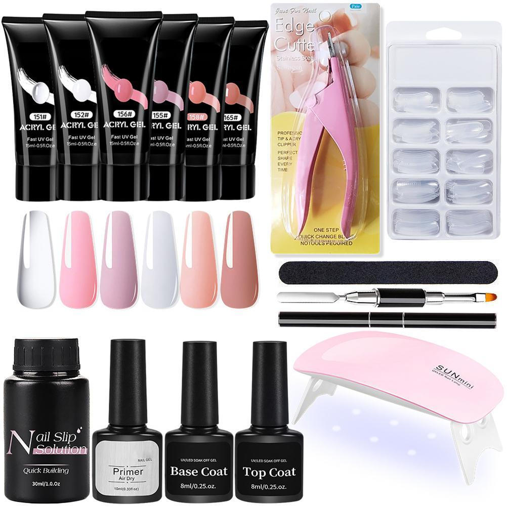 Nail Gel Kit Gel Builder Nail Kit with UV Lamp Nail Extension Gels