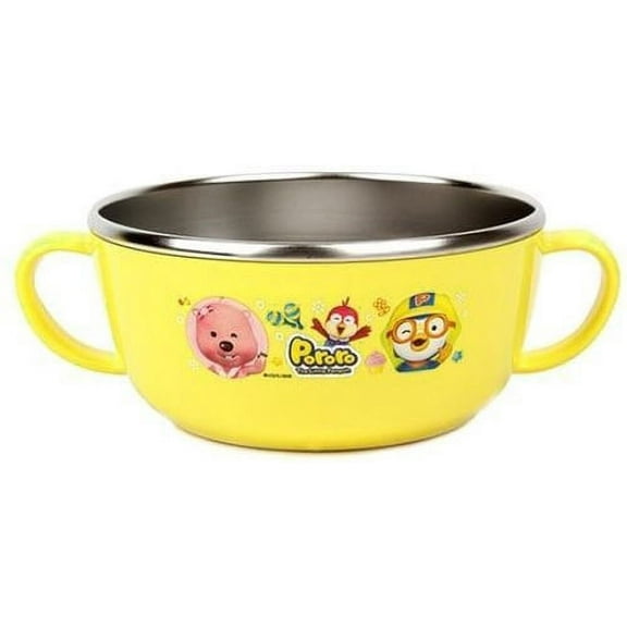 Pororo Bowl for Kid Stainless Steel Non-Slip Yellow 4"D