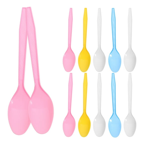 Soimiss Assorted Color Disposable Plastic Spoons for Eating Use Ideal for Parties Weddings and Birthdays 24pcs