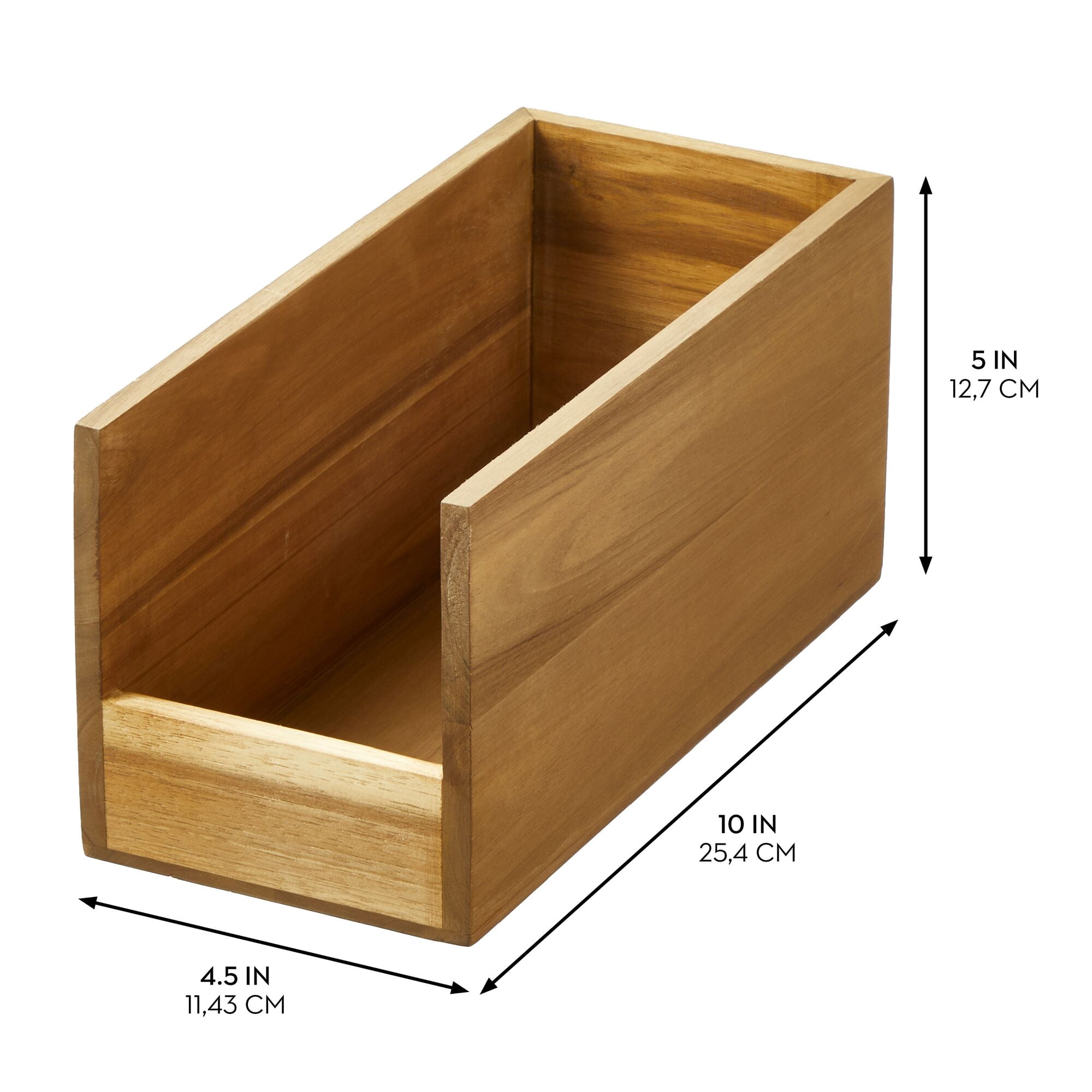 iDesign Open-Front Acacia Wood Pantry and Cabinet Organizer, Natural