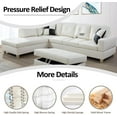 thumbnail image 6 of Wzlam Sectional Sofa Modern L Shaped 6 Seat with Storage Ottoman Couch Set, Faux Leather Sofa, White, Right Chaise, 6 of 7
