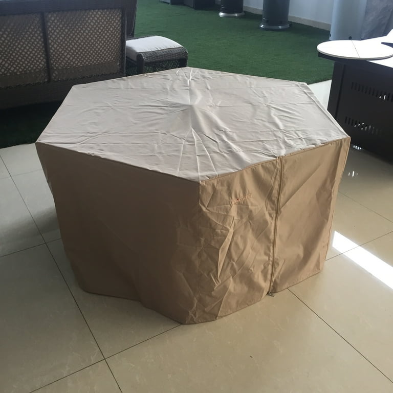 Hiland Heavy-Duty Hexagon Firepit Cover, Camel Hiland Heavy-Duty Hexagon Firepit Cover, Camel