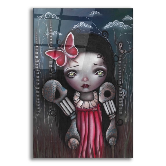 Epic Art 'Bones And Butterflies' by Abril Andrade, Acrylic Glass Wall Art, 16"x24"