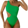 thumbnail image 2 of Samickarr One Shoulder Swimsuits For Women One Piece Sleeveless High Waisted Hollow Out Swimwear With Chest Cushion No Steel Support Bathing Suit, 2 of 9