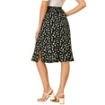 thumbnail image 3 of MODA NOVA Juniors Floral Ruffled Hem Elastic High Waist Split Midi Skirt, 3 of 6