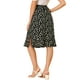 thumbnail image 3 of Faldas midi florales para mujer Inspire Chic, con volantes, cintura alta, fluida, en línea A, con abertura, longitud a la rodilla, 2XL, negra, 3 of 7