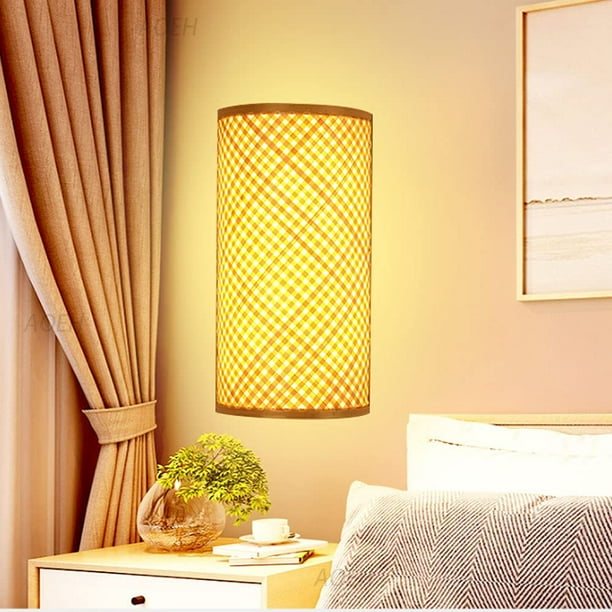 E27 Bamboo wall lamp Bamboo wall sconces Handmade semicircle
