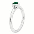 thumbnail image 3 of Sterling Silver Stackable Expressions Low 5mm Round Cr. Emerald Ring Size 5, 3 of 3